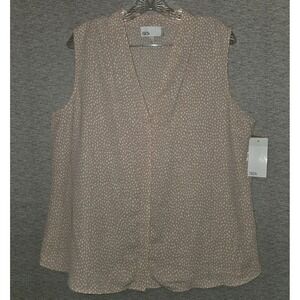 Nordstrom Rack Sleeveless V-Neck Blouse Women's XL Sheer Button Up Top Pale Pink